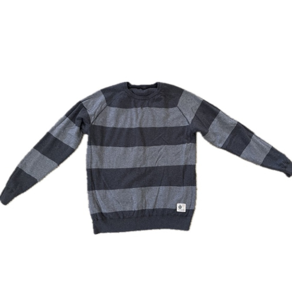 Vans Mens Size M Reversible Gray Striped Sweater L/s